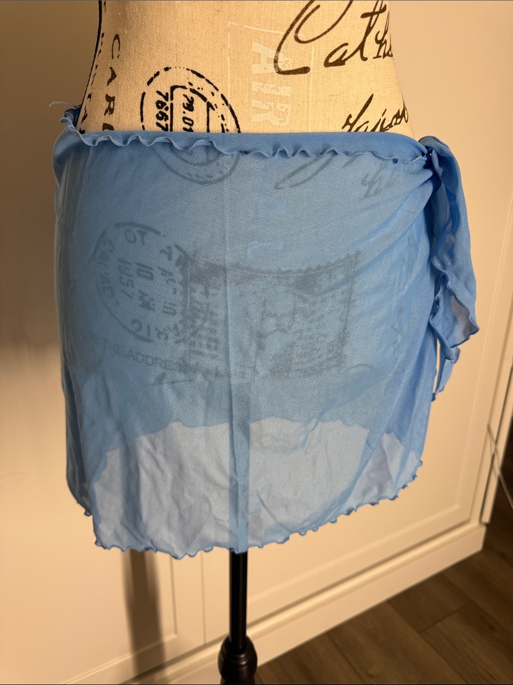 Sheer Light Blue Wrap Skirt
